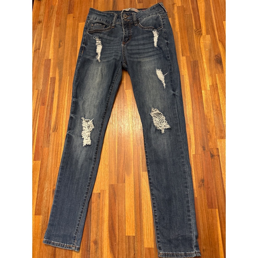 17 Tiffany Skinny Ankle Jeans Women 6 Blue Excellent Distressed WR22225AB51